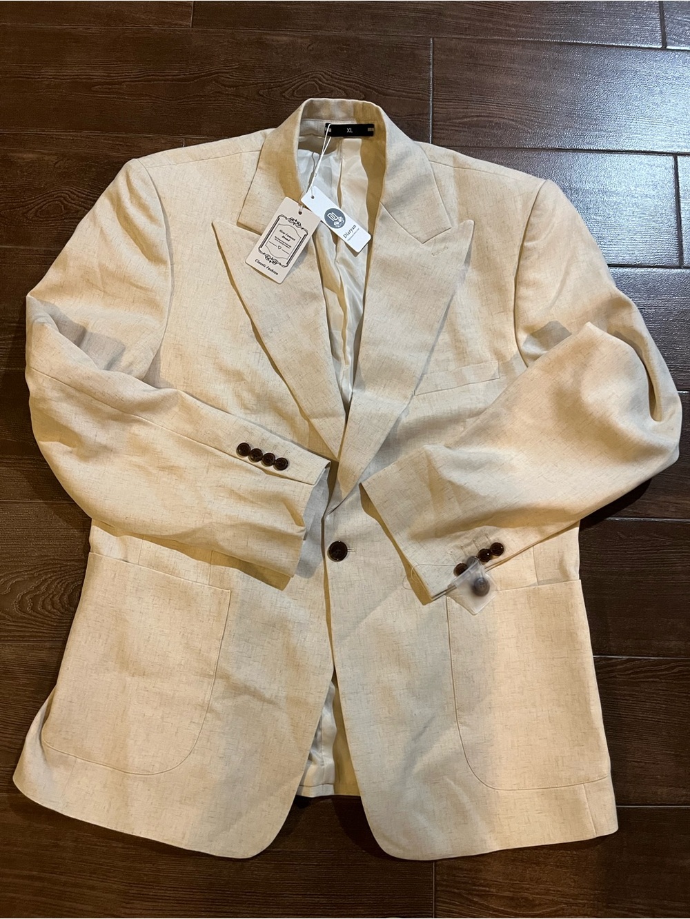 Men's Cream Single-Breasted Blazer with Notch Lapels